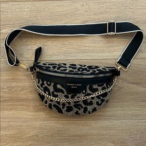 Leopard Print Belt Bag with Chain Detail
